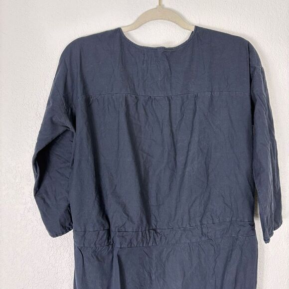 Hackwith Design House Jumpsuit Navy Blue Button Front Short Sleeve Size Medium - Picture 9 of 10